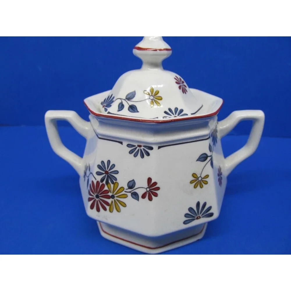 Adams Ironstone Vermont Covered Sugar Dish And Creamer Excellent Cond
